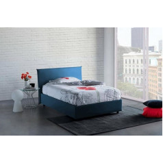 ‎Talamo Italia Talamo Italia - Ashasa Square and Half Bed, Container Bed with Fabric Cover, 100% Made in Italy, Front Opening, Fits Mattress Cm 120x190, Blue