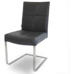 SIX Libero Cantilever Chair Leather Chair Stainless Steel Leather Chairs Cowhide Black