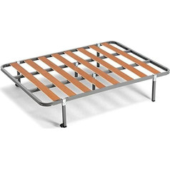 Hogar24 ES Lama 100 Slatted Frame + 6 Square Feet Steel Tube 30 x 30 mm Poplar Wood Slats with Central Reinforcement (120 x 180)