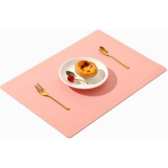 Nheisscf für Tische, Mahlzeiten, Tischsets Zweifarbige Tischsets for den Esstisch, 2er-Set, rutschfeste, hitzewaschbare Tischsets aus Kunstleder, rechteckig, leicht zu reinigende Küchen-Essmatten(Pink)