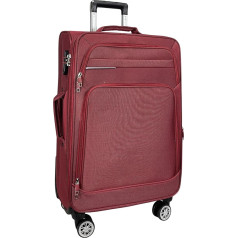 MY TRAVEL BAG Suitcase, Hand Luggage, Fabric Rolling Suitcase, Travel Suitcase, Trolley, Expandable with Twin Wheels (M/L/XL/XXL or Set of 4) Soft Luggage, red, Fabric case with twin wheels