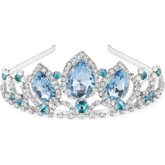 hengkaixuan Pretty Tiara Crown Pink Rhinestone AB Tiara Fairy Bride Headpiece Birthday Halloween Gold Crown Christmas Princess Crown Tangled Costume Cute Gift for Girls Women