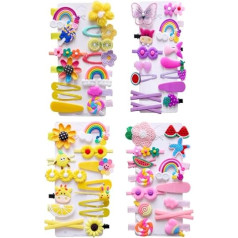 56 Pieces Cute Hair Clips Fashion Hair Accessories for Girls Flowers Fruits Colorful Rainbow Candy Dessert Cute Animal Hair Clips Set Non-Slip Metal Snaps