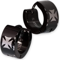 Fly Style Folding Creole Earrings Stainless Steel Iron Cross in 3 Colours and Various Sizes