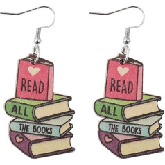 Guoguonb 1 Pair Personalised Wooden Earrings with Stainless Steel Hook Pencil and Ruler Love String Earrings Gifts for Teachers and Classmates for Graduation and Back to School