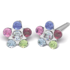 Sensitive by Studex, flower stud earrings, 5 mm, polished surgical steel, 9 variants, Stainless Steel