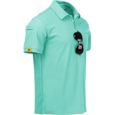 igeekwell Polo Shirt Men's Short Sleeve Breathable Golf Polo Shirt Summer Polo Shirts Men with Glasses Holder Button Placket T-Shirts Casual Sports Shirt Regular Fit Golf Tennis