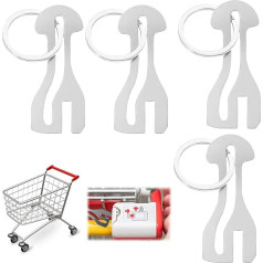 Set of 4 Shopping Trolley Tokens, Stainless Steel, Shopping Trolley Token, Removable Key Chain, Shopping Token, Shopping Tool, Removable for All Shopping Trolleys