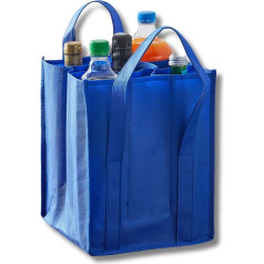3 PAGEN® Bottle Carrier for 9 Bottles, Bottle Carrier, Practical Shopping Aid for Tidying Bottles - Bottle Bag Made of Durable Material - Shopping Bag for Transporting Glass Bottles, blue, carry bag