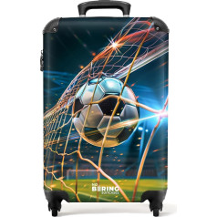 NoBoringSuitcases.com® Children's Suitcase, Hand Luggage, Hard Case with TSA Lock, Boys and Girls, Trolley, Travel Suitcase, Carry on, Rolling Suitcase, Small or Medium, 1 black and white football in