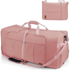 Urtala Foldable Travel Bag for Men & Women, Large Weekender Overnight Bag with Shoe Compartment, Waterproof Hand Luggage Bag/Sports Bag, pink, Foldable travel bag