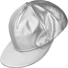 Balinco Men's Silver Baseball Cap with Snapback, Baseball Cap, Hip Hop Outfit, Carnival, Carnival, Festival, Theme Party (Silver), silver
