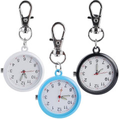 Aicharynic Pack of 3 Nurse Fob Watch Nurse Watch with Hook Buckle Metal Keyring Watch for Doctor Nurse and Student Easy to Read, Functional