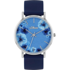 s.Oliver Armbanduhr Damen Quarzuhr Analog, mit Silikon Armband, Silber, 3 bar Wasserdicht, Kommt in Uhren Geschenk Box