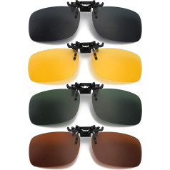 Hifot Sunglasses Attachment Clip On Sunglasses Pack of 4, Flip Up Polarised Sunglasses for Prescription, Rimless Myopia Sunglasses for Women and Men