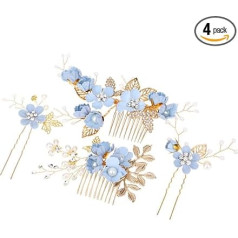 Wedding Hair Accessories, Pack of 4 Bridal Jewellery Hair Comb Hair Clip Hair Accessories Bridal Flowers Hair Comb Hair Clip Rhinestone Bridal Jewellery Comb Hair Clip for Communion Girls Bride