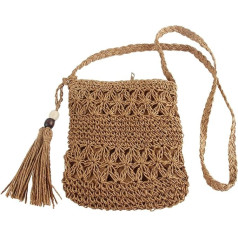 Taozoey Straw Bag, Basket Bag, Women's One Shoulder Straw Bag, Pure Handmade Spider Shoulder Bag, Raffia Bags Women, Beach Bag, Basket Bag, Small, Boho Bag, tassel, bohemian