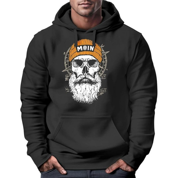 Neverless® Men's Hoodie Moin Skull Wind Rose Compass Skull Front Print Men's Fashion Street Style