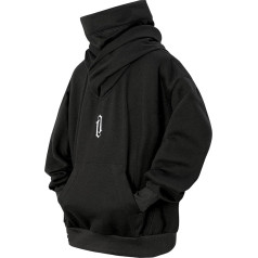 Eocicvvi Pullover Men's Turtleneck Hip Hop Fleece Jumper Hoodie Sweater Sweatshirt with Hood Oversize Urban.