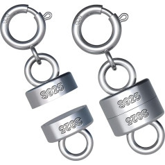2 Pieces 925 Sterling Silver Magnetic Jewelry Clasp, Magnetic Clasp Jewelry Magnetic Clasps for Necklaces Bracelets Chains Jewellery Making (Silver)