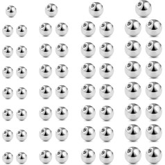 Geaanen 60 Piercing Balls, Tongue Piercing Balls, 3/4/5/6 mm, Piercing Balls, Replacement Balls for 1.6 mm Body Jewellery, Belly Button Piercing Balls, Stainless Steel Replacement Balls, Stainless