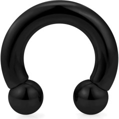Briana Williams Black, Large Horseshoe Piercing, Circular Barbell Ring, CBR 316L Surgical Steel (2 / 2.5 / 3 / 4 / 5 / 6 / 8 / 10 mm Thick)