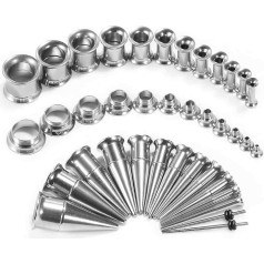 TBOSEN Ear Gauge Stretching Kit Stainless Steel Double Flare Alloy Tapers 2 in 1 Plug Set Eyelet 14G-00G 36 Pieces