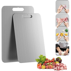 Titanium Chopping Board, Double-Sided S316Ti Stainless Steel Titanium Cutting Board, Food Grade Chopping Board for Meat, Bread, Vegetables and Fruit