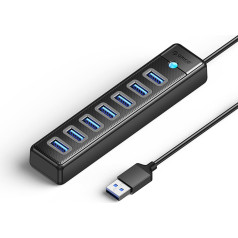 Orico Sadalītājs PW7U-U3 7x USB-A USB-C 5V 3A 1m - melns