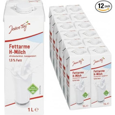 JEDDEN TAG Liquid H-Milk 1.5 Percent, Pack of 12 (12 x 1 L), Box