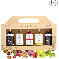 LAUX Vinegar Oil Gift Box - Set of 5 with Olive Oil, Walnut Oil & Balm - Delicatessen Gift for Mother's Day & Father's Day - For Salads & Savoury - Gift Set for Him & Him (5 x 40 ml)
