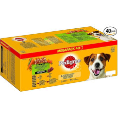 Pedigree Mixed Selection in Sauce – Wet Dog Food in Portion Bag – Dog Food in Sauce with Chicken – Beef – Turkey and Lamb - Bulk Pack (40 x 100 g)