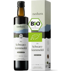 nedura® Black Cumin Oil Organic Cold Pressed (unfiltered) 500 ml - With High Thymoquinone Content, Organic Certified & 100% Pure - Fresh & Gently Pressed Daily - From Own Manufactory