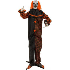 Halloween Figure Pop-Up Clown, Animated, 180 cm, Animated Figure with Light and Sound Effects