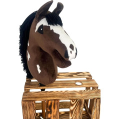 X-Group4th Hobby Horse - Horse on a Stick Toy for Children Plush Horse Gift Size A2, Stick Length 65 cm, Bay, Brown/White