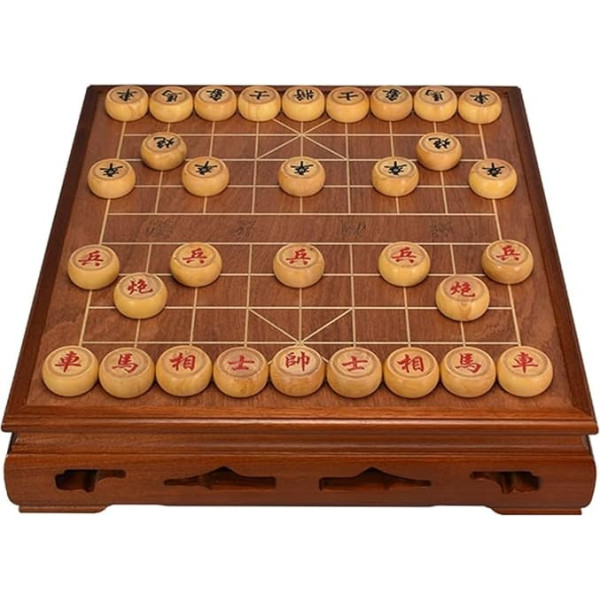 Chinese Chess Game, Traditional Xiangqi Strategy Games, Travel Board Games for 2 Players with Chess Table and Storage Box (Boxwood)