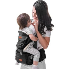 SUNVENO Ergonomic Baby Carrier Soft Cotton 6 in 1 Hip Seat for Newborn Baby Home Outdoor Travel 6-36 Months Black