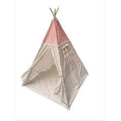 BlueWood Teepee Tent for Children, Play Tent with Padded Blanket, Fairy Lights, Carry Bag, Canvas Children's Tent, Montessori Style Children's Teepee for Children - Pink