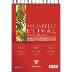 Clairefontaine Etival 96427C Watercolour Pad (Matte, 300 g, Suitable for All Wet Techniques, Spiral Bound, 10 Sheets, DIN A3, 29.7 x 42 cm, Ideal for Beginners, Acid-Free) White