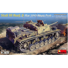 Mini Art 35336 1:35 German StuG III AusF.G March 43 (A) Faithful Replica, Model Building, Plastic Kit, Crafts, Hobby, Gluing, Model Kit, Assembly, Unpainted