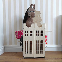 OliwoodCnc Hobby Horse Stall 2 Horses - Hobby Horse Accessories - Stable for 2 Horses - Wooden Hutch for 2 Hob Horses - Hobby Horse Stand