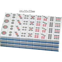 XXZY Mahjong tragbare chinesische Mahjong Set chinesische nummerierte Melaminfliesen Set Mahjong 144 Fliesen Spielset Classic tolles Geschenk (Farbe: blau, Größe: Stofftasche)