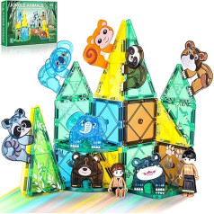 Magnetic Building Toy, Jungle Theme Building Toy for Toddlers, Assembly 3D Structure Animal & Forest, STEM Toy for Kids Girls, Boys Age 2 3 4 5 6, KBDK-58