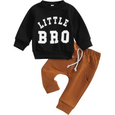 Yassiglia 2-Piece Baby Clothing Set, Big Brother Little Brother Matching Outfit, Soft Clothing Sets for Baby Boys, Long Sleeve Sweatshirt + Long Trousers
