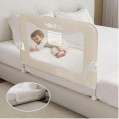 HOMEAL Toddler Bed Rail 32 Inch Swingable Toddler Bed Rail with U Shaped Base Foldable Baby Bed Rail Double Queen Bed Rail for Babies Beige
