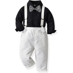 IBAKOM Toddler Baby Boys Gentleman Tuxedo Suit Bow Tie Shirts + Braces Trousers Formal Party Birthday Wedding Clothing Set