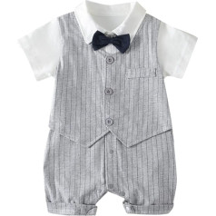 Outfits Set for Baby Summer Short Sleeve Romper for Kids English Gentleman Style Baby Romper One Year Old Dress Boy Gentleman