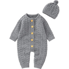 Kids Sweatshirt Newborn Toddler Boys Girls Solid Color Knitted Jumper Baby Jumpsuit Romper Cotton Caps Hat Outfits Sets