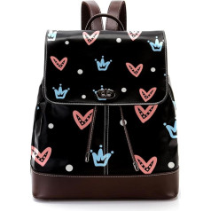 Niedliche Krone Liebesherz schwarz personalisierte Schultaschen Büchertaschen für Teenager, Mehrfarbig, 27x12.3x32cm, Rucksack Rucksäcke