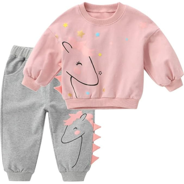 Kids Boys Girls Cartoon Long Sleeve Sweatshirt Pullover Tops Sweatpants Clothes 2 Pieces Tracksuit Outfits Set Baby Case Outfits Toddler Cute Clothes Set A-106